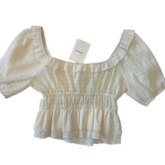 Anthropologie Puff Sleeve Smocked Milkmaid Top Size S - Picture 4 of 8